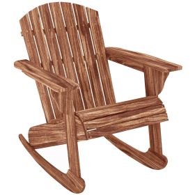 Outsunny Adirondack Rocking Chair, Carbonized Wood Outdoor Lounge Fire Pit Seating with Slatted Design