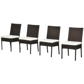 Outsunny Backyard Bliss - Rattan Dining Chairs with White Cushions for Supreme Patio Comfort
