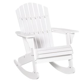 Outsunny Snowy White Adirondack Rocking Chair for Outdoor Spaces, Slatted Back Design|