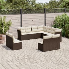 Outdoor Sofa Set Brown (sofa), Cream white (cushions)