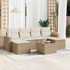 Garden Sofa Set Beige PE rattan Large Modular Outdoor Sofa Set