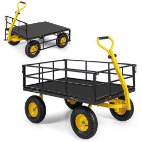 Utility Garden Wagon with 4 Removable Side Panels and 900/1200 LBS Load Capacity (size: 53" x 30" x 42")