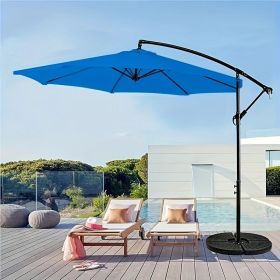 Outdoor Offset Patio Umbrella with Infinite Tilt Waterproof and Fade Resistant Recycled Fabric Canopy Cantilever Hanging Umbrella for Deck Garden (Color: sapphire blue)