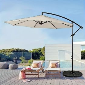 Outdoor Offset Patio Umbrella with Infinite Tilt Waterproof and Fade Resistant Recycled Fabric Canopy Cantilever Hanging Umbrella for Deck Garden (Color: light brown)